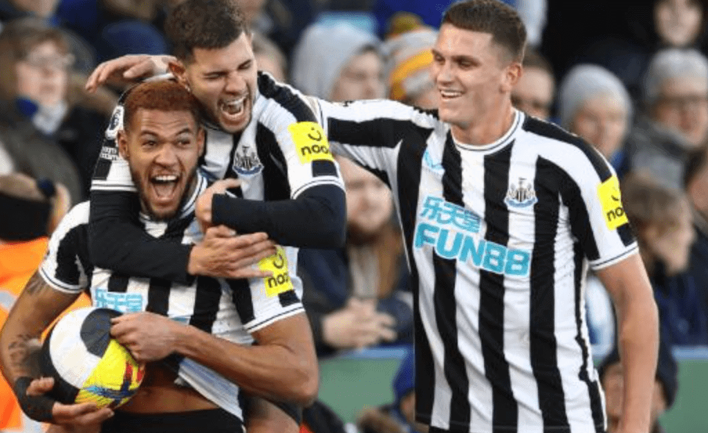 Newcastle united players celebrating